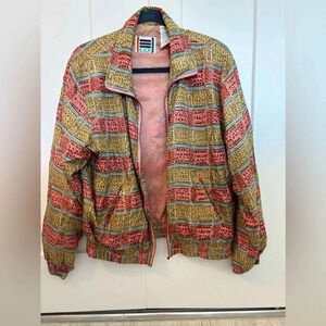 Vintage EVR Women’s 100% Silk Windbreaker w/ Shoulder Pads Jacket Size Large P